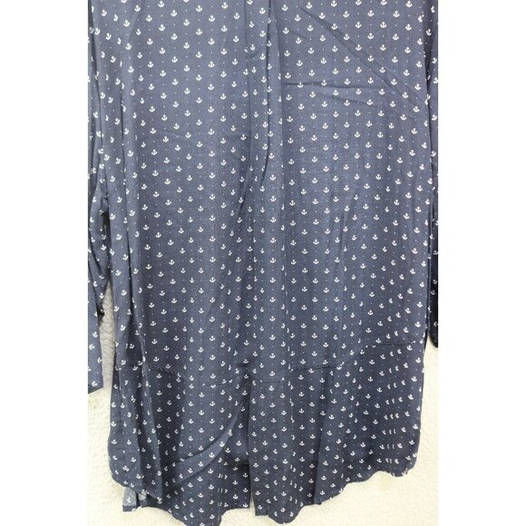 Per Se 3/4 Sleeve Nautical Button-Up Tunic-Size 1X-Soft-Anchors - Picture 9 of 11